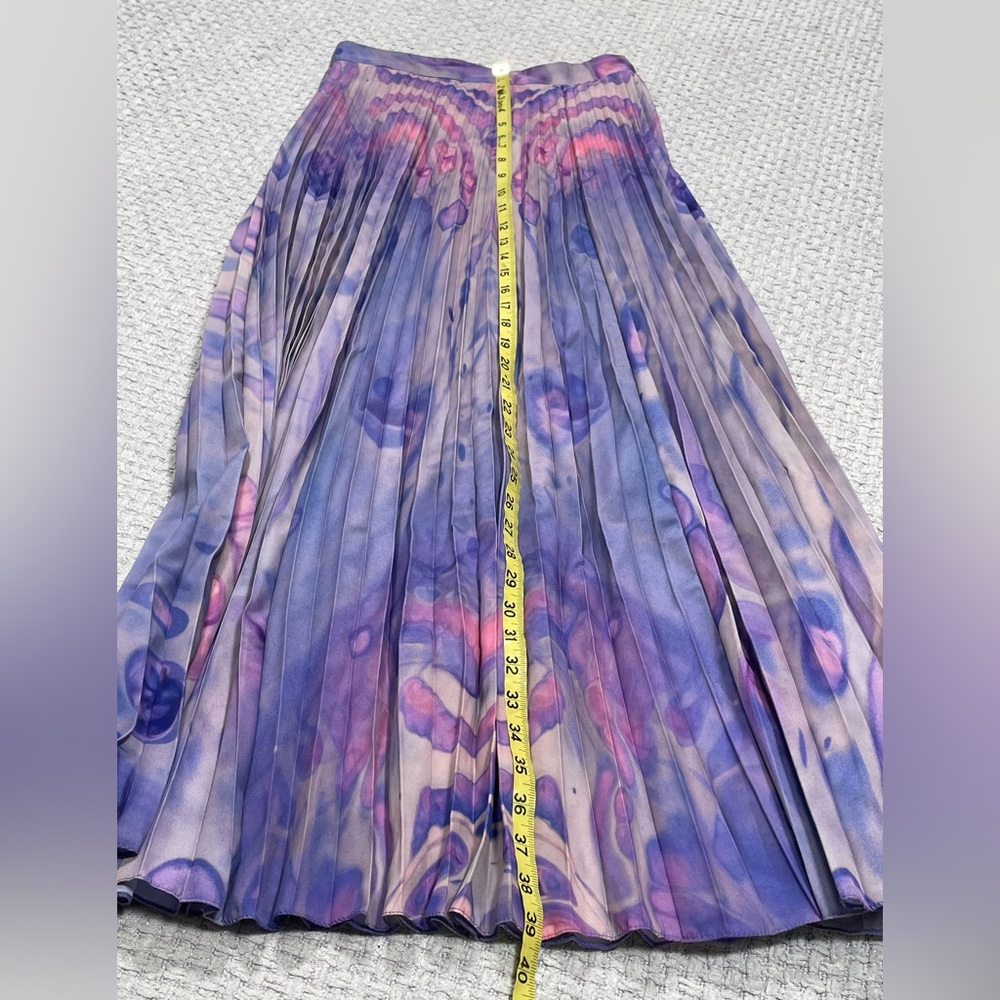 Anthropologie Purple Siddhartha Bansal Marble Dyed Pleated Maxi Skirt Size 2 - Picture 14 of 14
